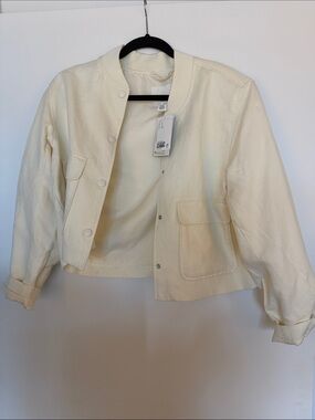 H&M Cream Cropped Bomber Jacket